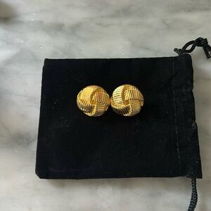 Ben-Amun gold statement earrings, pierced ears